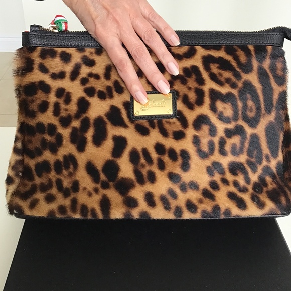 Cavalcanti black leather and leopard print cosmetic bag - Picture 8 of 9